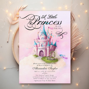 Princess Fairytale Castle Pink Baby Girl Shower Invitation