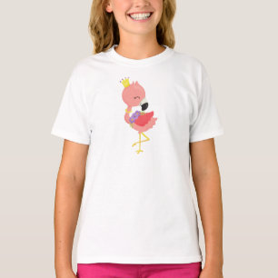 Princess Flamingo, Cute Flamingo, Crown, Flowers T-Shirt
