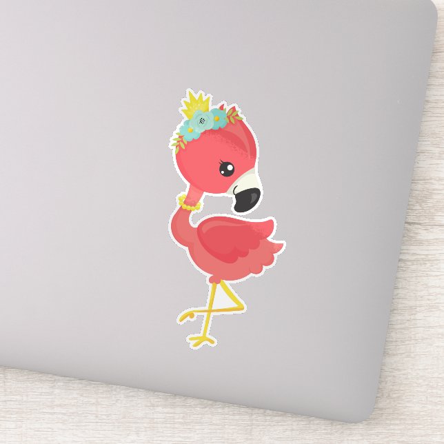 Princess Flamingo, Flowers, Crown, Cute Flamingo (Detail)