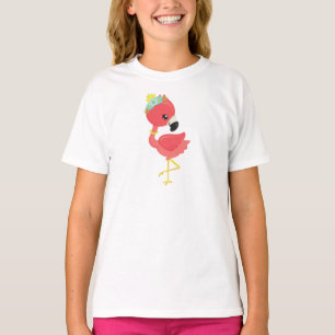 Princess Flamingo, Flowers, Crown, Cute Flamingo T-Shirt