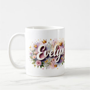 Princess Floral Custom Mug – Personalised Name