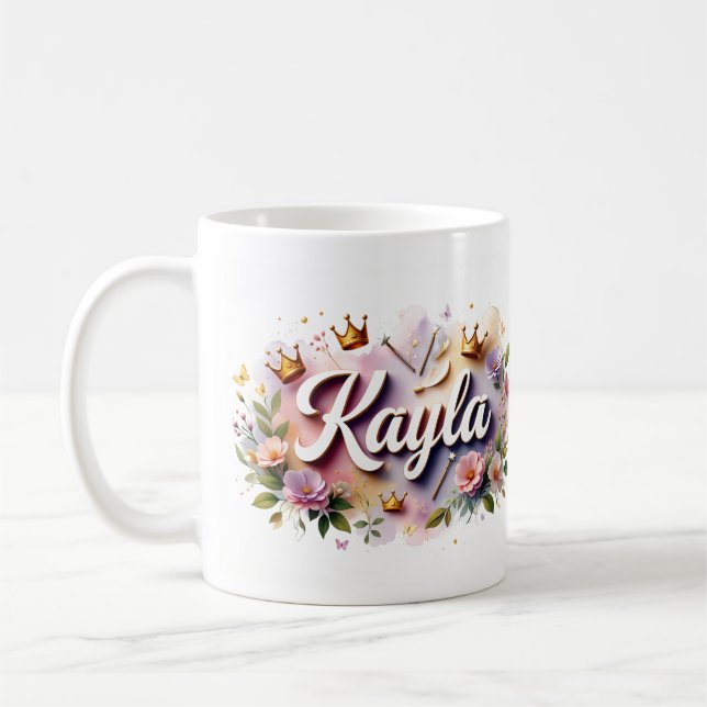 Princess Floral Custom Mug – Personalised Name (Left)
