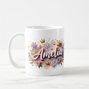 Princess Floral Custom Mug – Personalised Name