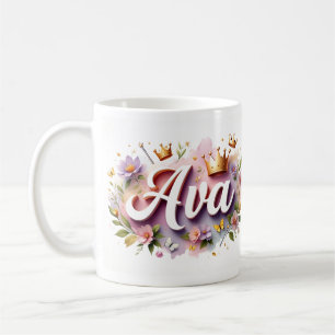 Princess Floral Custom Mug – Personalised Name