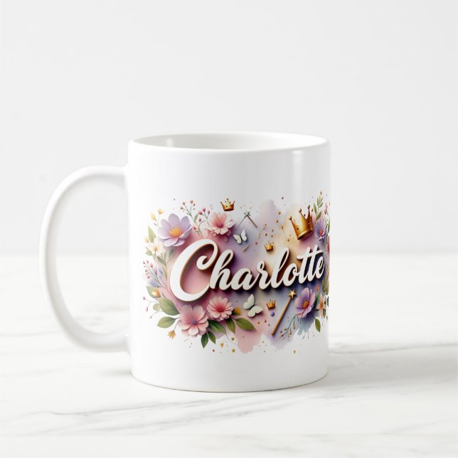 Princess Floral Custom Mug – Personalised Name (Left)