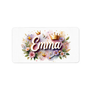 Princess Floral Name Labels – Personalised Sticker