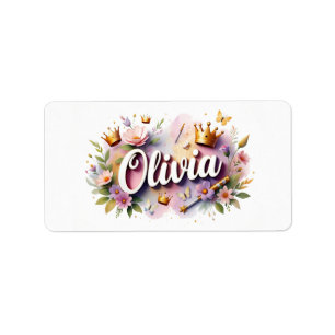 Princess Floral Name Labels – Personalised Sticker