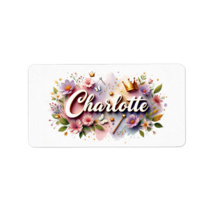 Princess Floral Name Labels – Personalised Sticker