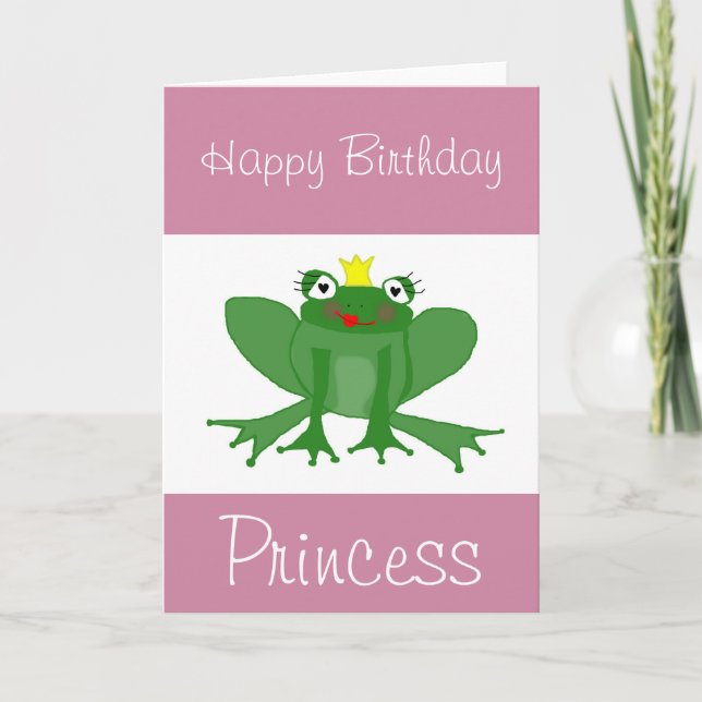Princess Frog Birthday Card Customisable (Front)