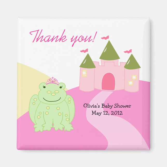 Princess Frog Castle Baby Shower Favour Magnet (Front)