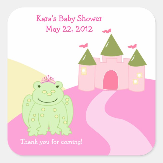 Princess Frog Fairytale SQUARE Favour Sticker (Front)