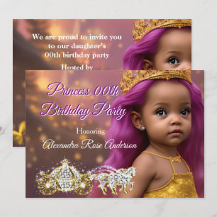 Princess Girl Birthday Party Carriage pink ethnic  Invitation