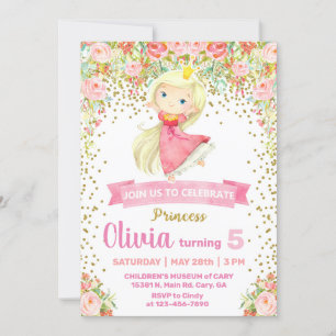 Princess girl birthday party invitation, invite. i invitation