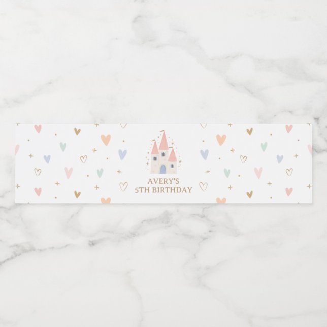 Princess Girl Birthday Party Water Bottle Label (Single Label)
