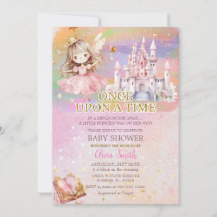 Princess Girl Blush Pink Rainbow Baby Shower Invitation