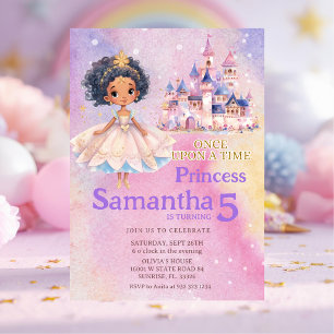 Princess Girl Castle African American Birthday Invitation
