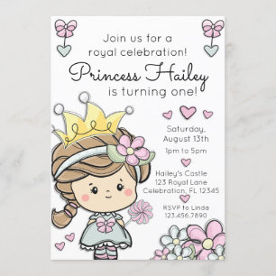 Princess Girl First Birthday Celebration Invitation
