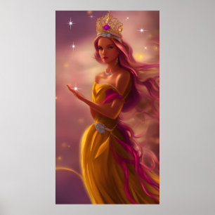 Princess girl pink gold Tiara fairytale sparkle  Poster