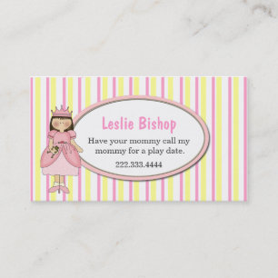 Princess Girl with Frog Striped Play Date Card