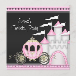 Princess Girls Pink Black Princess Birthday Invitation