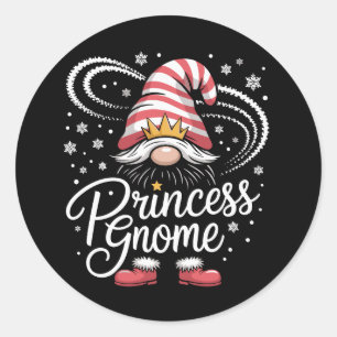 Princess Gnome Matching Family Gnomes Funny Xmas Classic Round Sticker