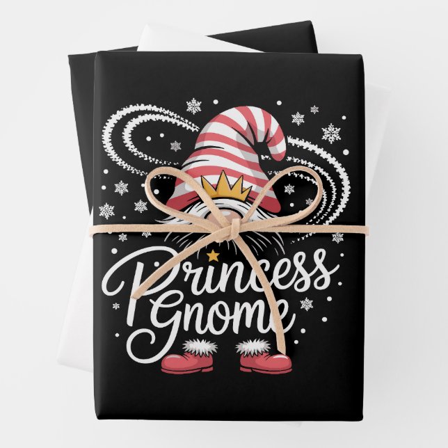 Princess Gnome Matching Family Gnomes Funny Xmas Wrapping Paper Sheet (In situ)
