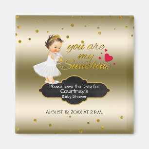 Princess Gold Baby Shower Save the Date   Sunshine Magnet