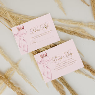 Princess Gold Pink Girl Baby Shower Diaper Rafle Enclosure Card