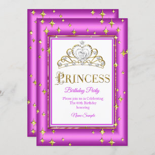 Princess Gold Purple Pink Birthday Party Invitation