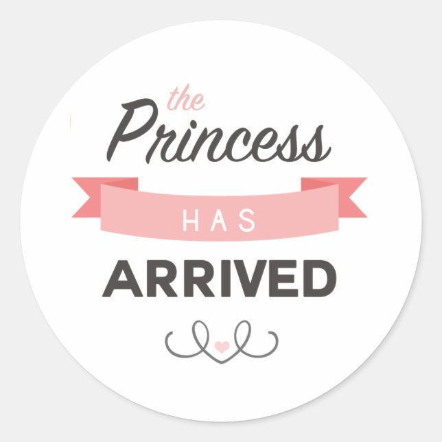 Princess Has Arrived Baby Shower Stickers (Front)