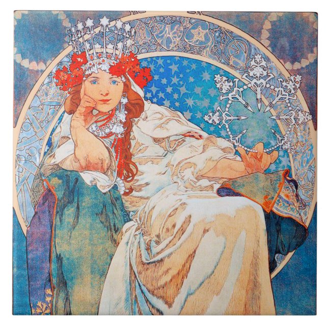 Princess Hyacinth, Mucha Ceramic Tile (Front)