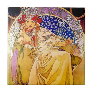 Princess Hyacinth Poster by Alphonse Mucha Ceramic Tile