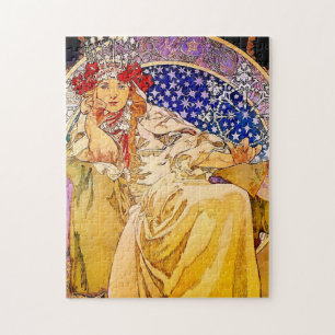 Princess Hyacinth Poster by Alphonse Mucha Jigsaw Puzzle