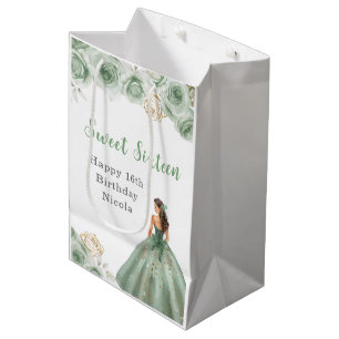 Princess in a Green Dress Sweet Sixteen Birthday Medium Gift Bag
