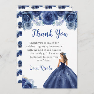 Princess in a Navy Dress Quinceanera Thank You