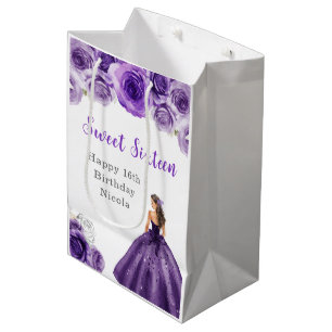 Princess in a Purple Dress Sweet Sixteen Birthday Medium Gift Bag