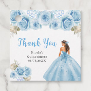 Princess in Blue Dress Quinceanera Thank You Favour Tags