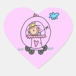 Princess in Carriage Heart Sticker