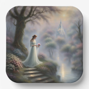 Princess In Castle Garden Paper Plate