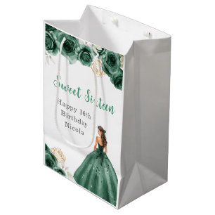 Princess in Green Dress Sweet Sixteen Birthday Medium Gift Bag