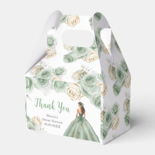 Princess in Green Dress Sweet Sixteen Thank You Favour Box