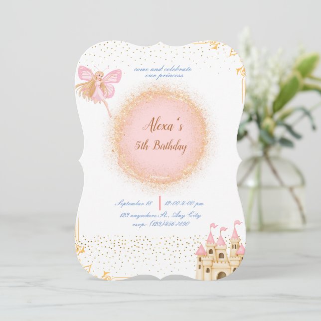 Princess In Prink Birthday Invitation (Standing Front)