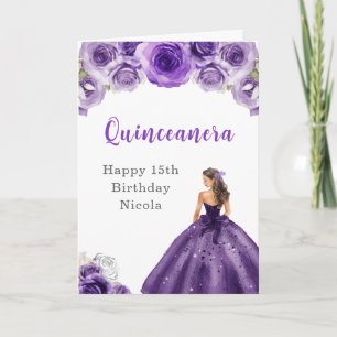 Princess in Purple Dress Birthday Quinceanera  Card
