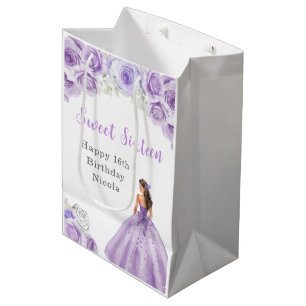 Princess in Purple Dress Sweet Sixteen Birthday Medium Gift Bag