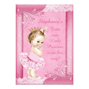 Princess in Tutu Faux Lace Baby Shower Invitation
