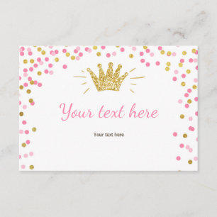 Princess Insert card Girl Pink Gold Shower