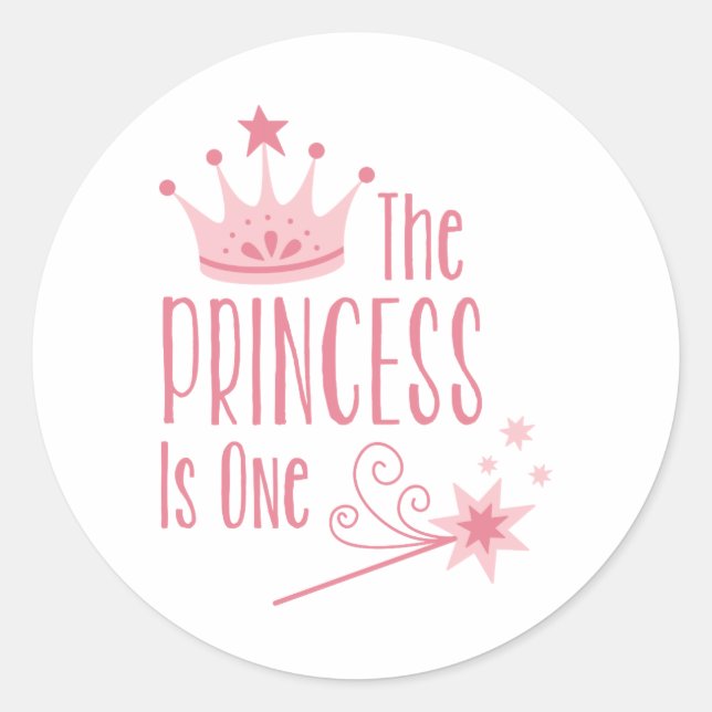 Princess Is One Classic Round Sticker (Front)