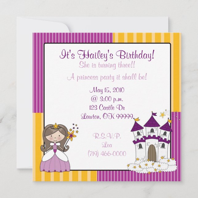 princess It's Hailey's Birthday!, She is ... Invitation (Front)
