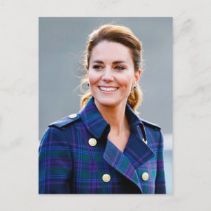 Princess Kate blue plaid stylised  Postcard