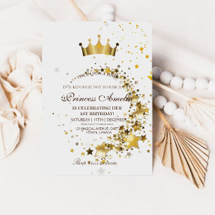 Princess Kingdom Gold 1st Birthday Invitation